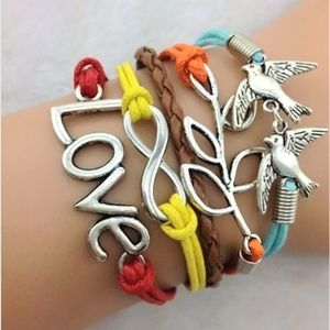 Rainbow Charm Bracelet Love Infinity Bird Layered Adjustable Colorful Pride
